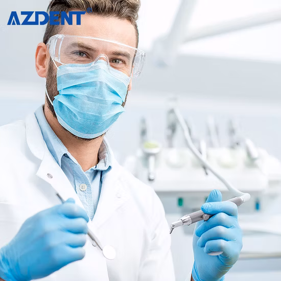 Pistola de jateamento de plástico de janela transparente para aparelhos dentários com cor azul